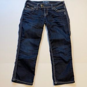 Silver Jeans SZ 27 Tuesday Skinny Crop Dark Blue Denim Blue Jeans D32